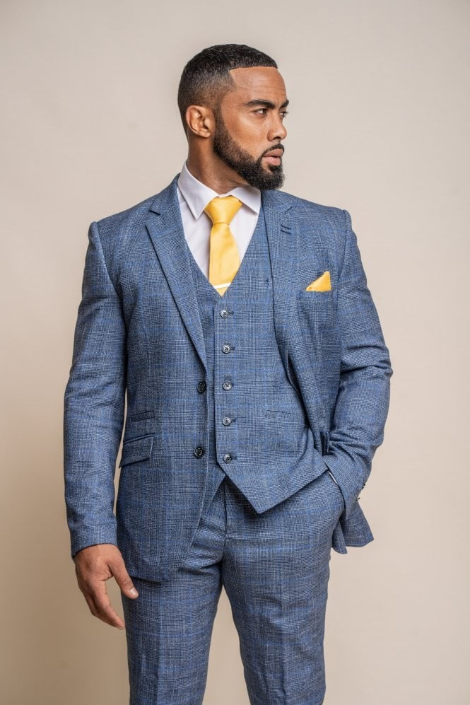 Men's Phantom Azure Blue Check Slim Fit Contemporary Suit