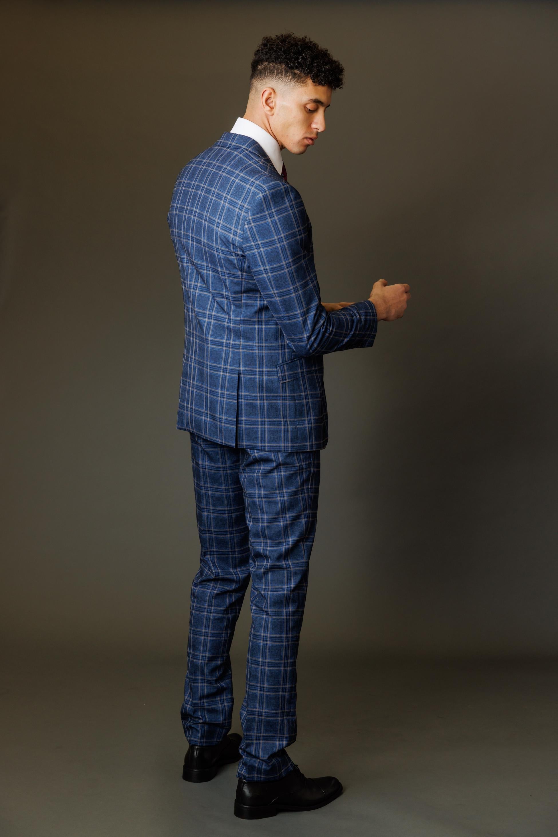 Men's Blake Midnight Navy Windowpane Check Slim Fit Suit