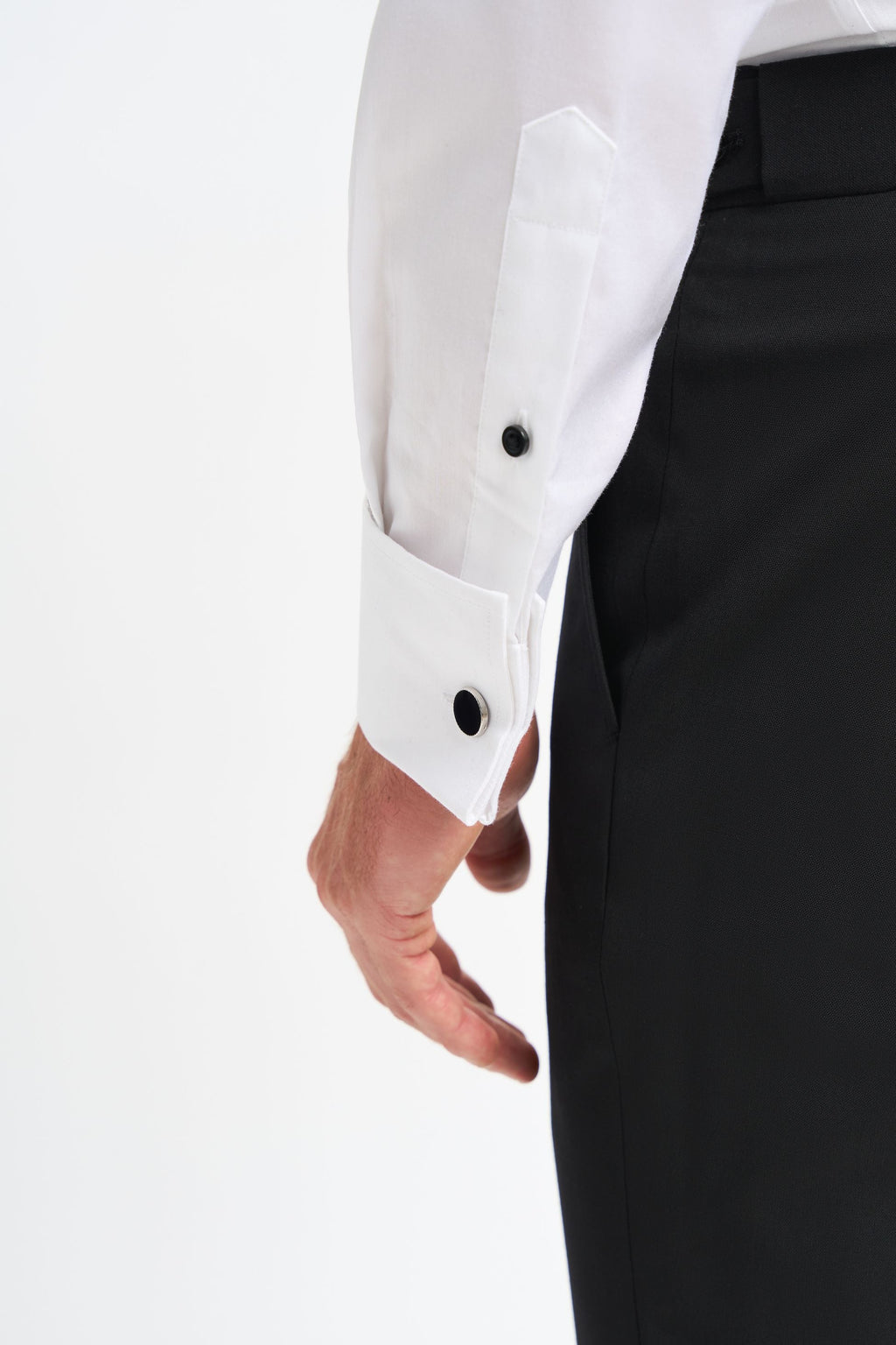 Mens Havana White Classic Collar Cotton Cufflink Shirt