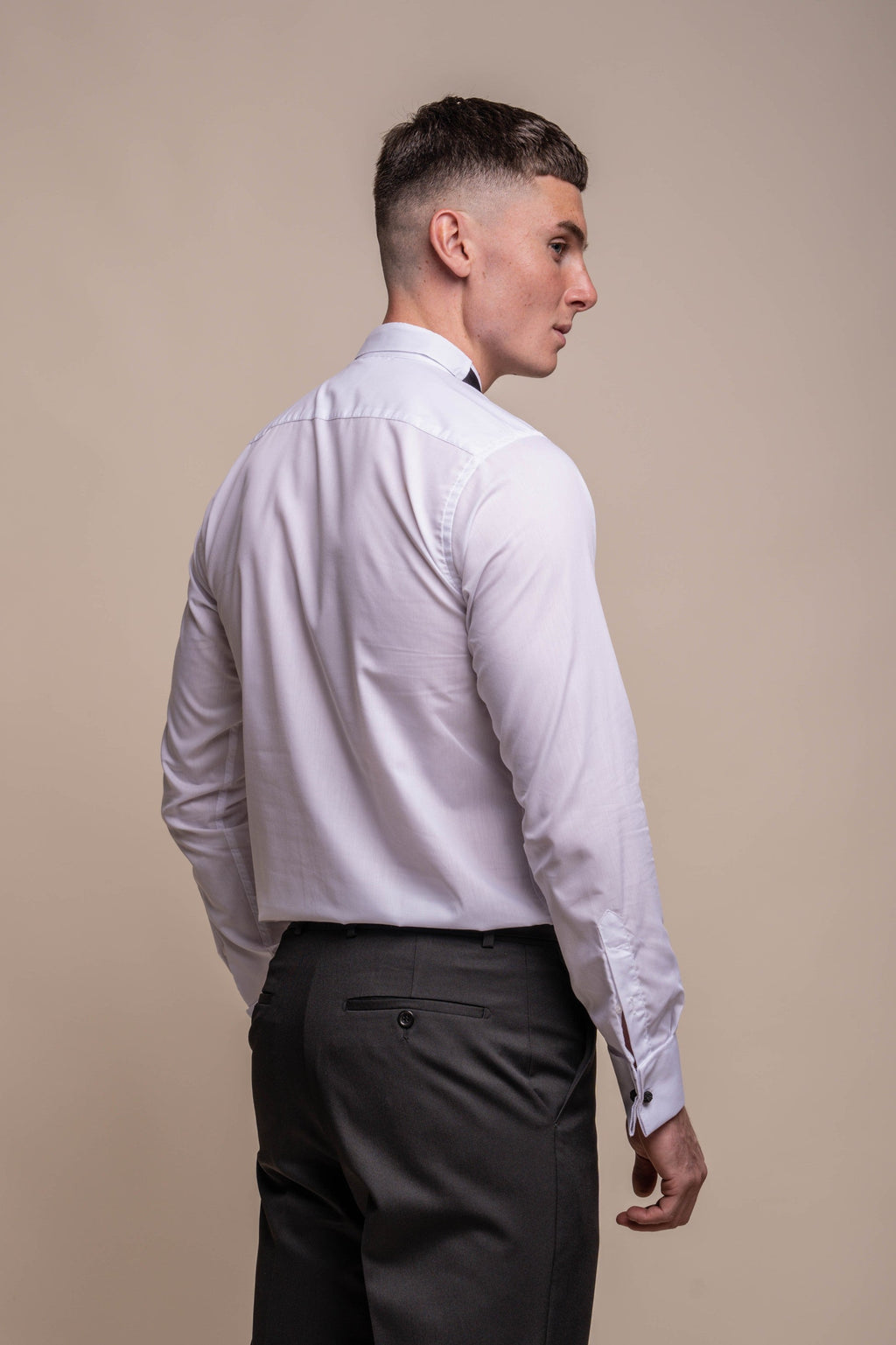Mens Rico White Cotton Wing Collar Tuxedo Shirt