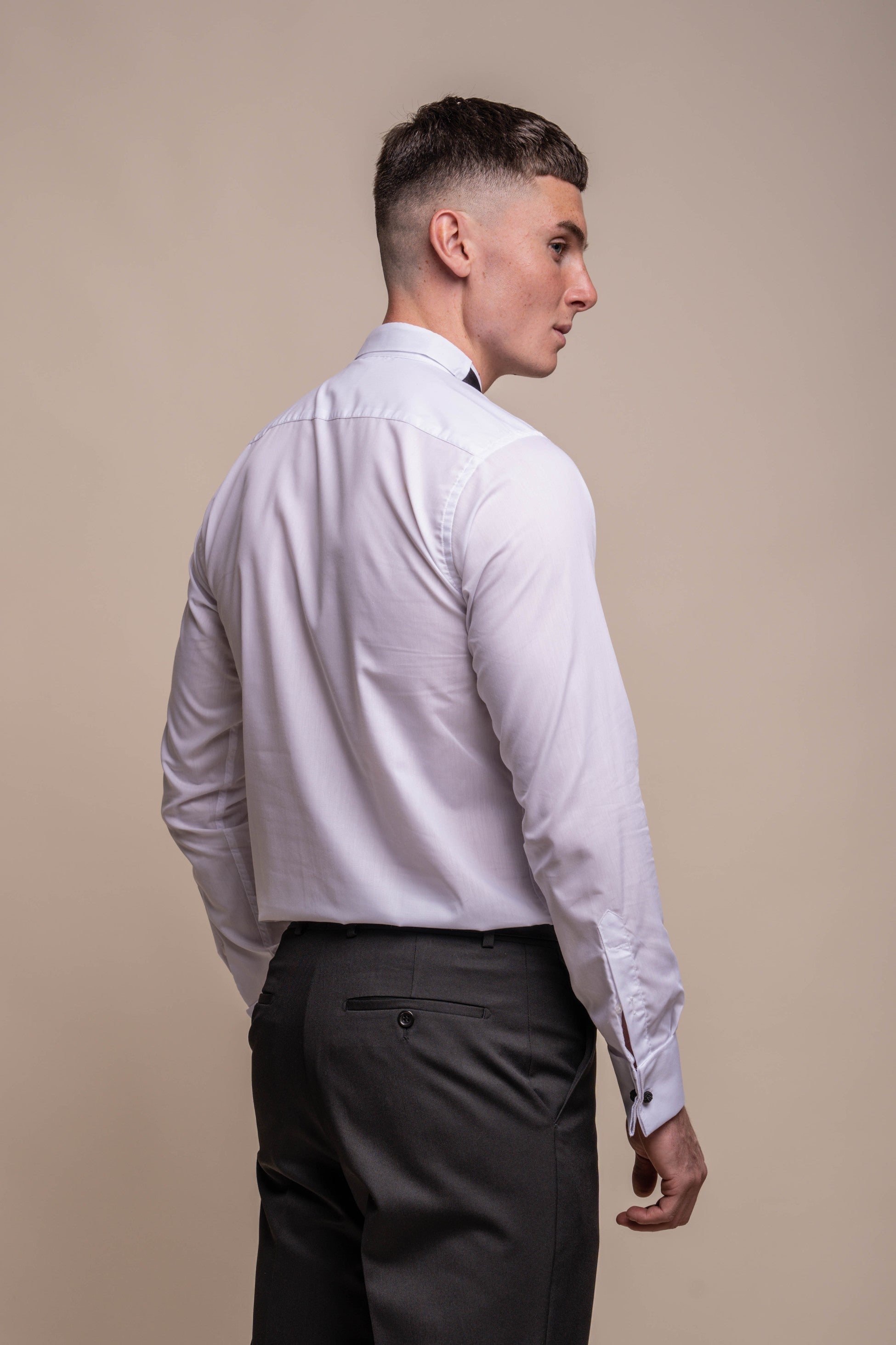 Mens Rico White Cotton Wing Collar Tuxedo Shirt