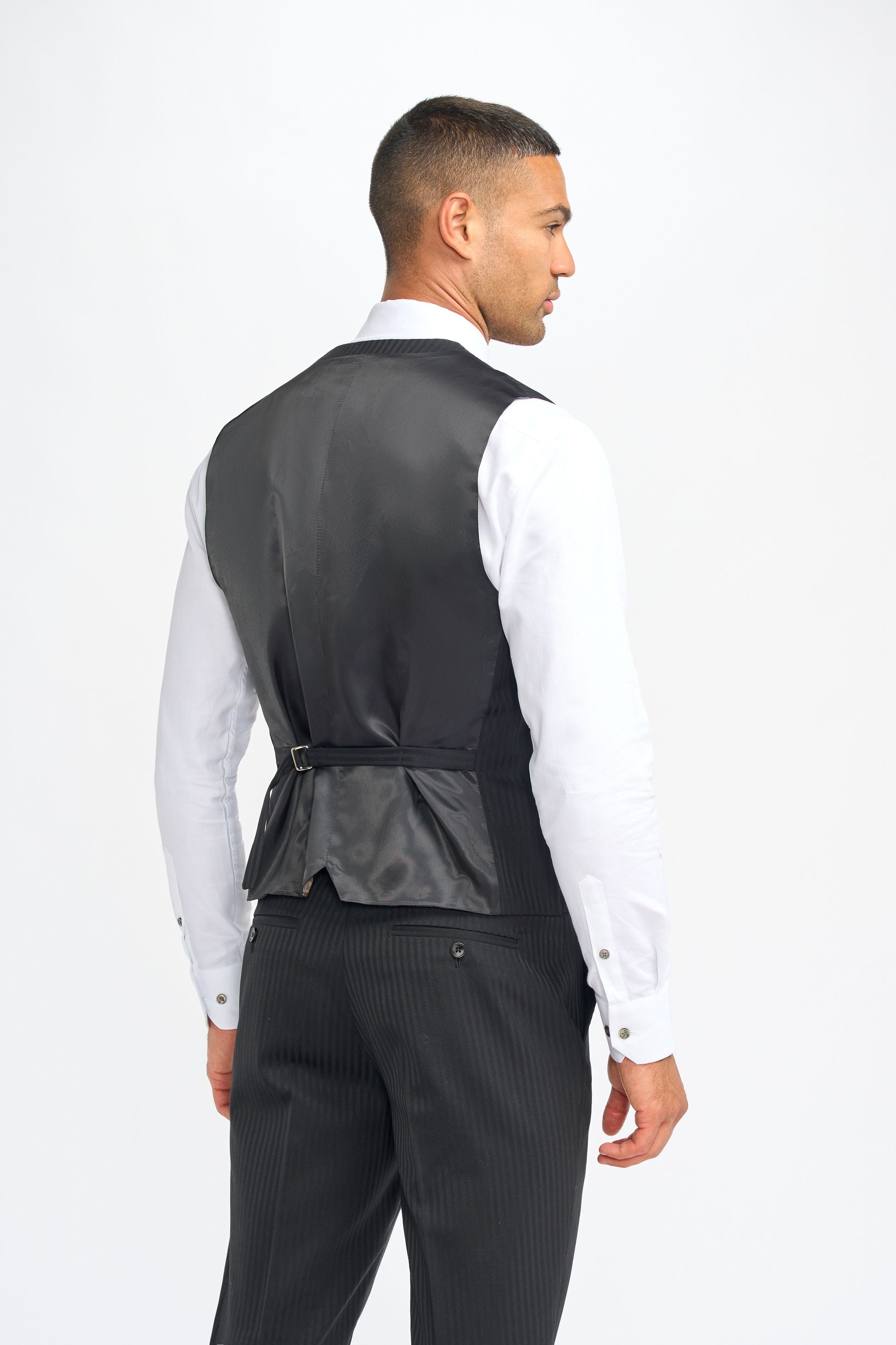 Roberto Black Men's 3-Piece Wool Pinstripe Suit