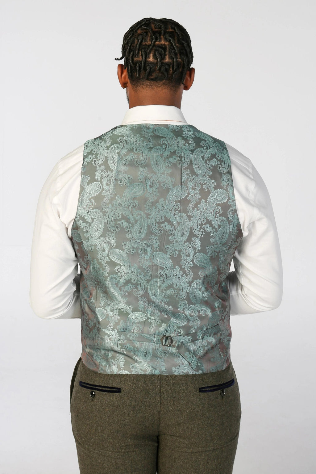 Mens Green Wool Blend Formal Waistcoat OSCAR