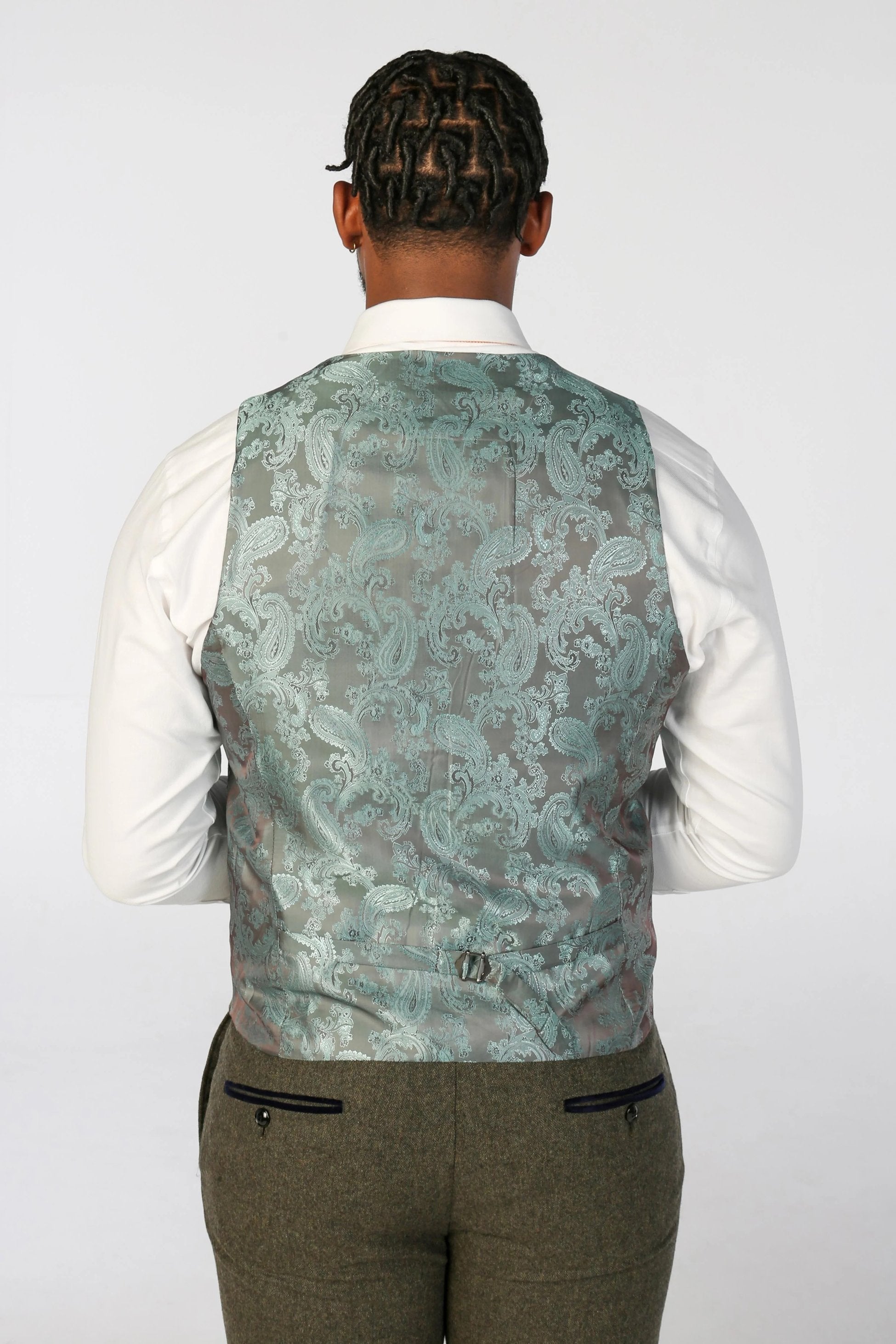 Mens Green Wool Blend Formal Waistcoat OSCAR