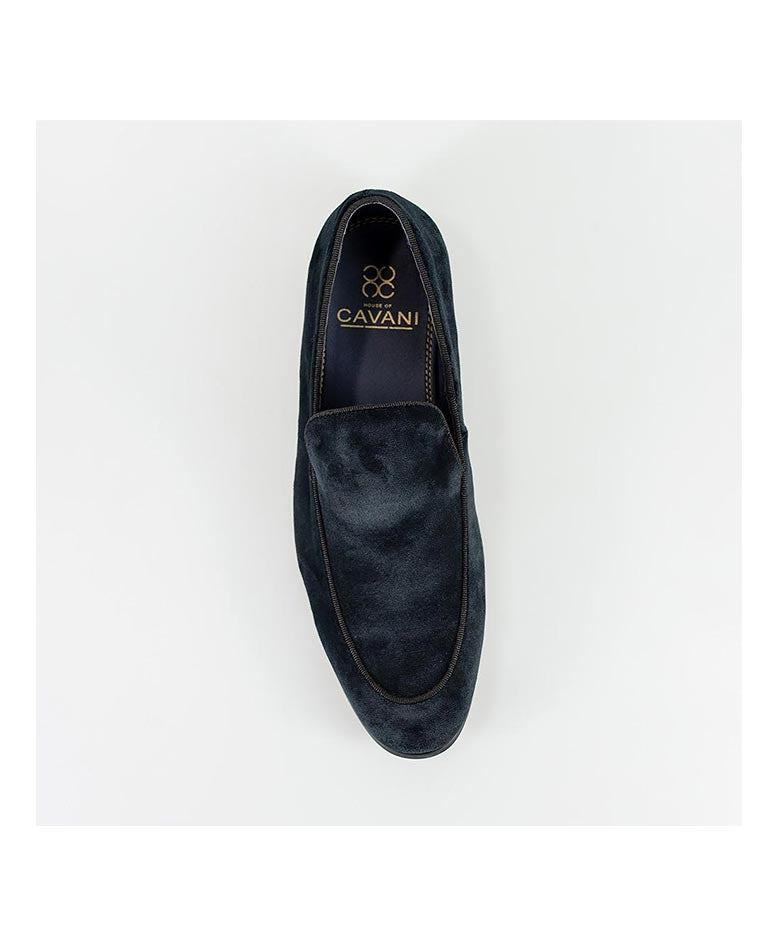 Mens Black Italian Couture Velvet Slip On Loafers MILAN