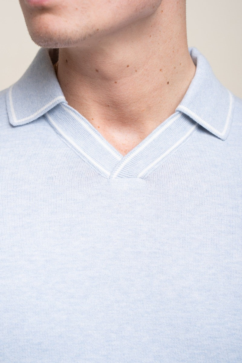 Mens Blue Marlin Cotton Knitted Short Sleeve Polo T Shirt SEPPI