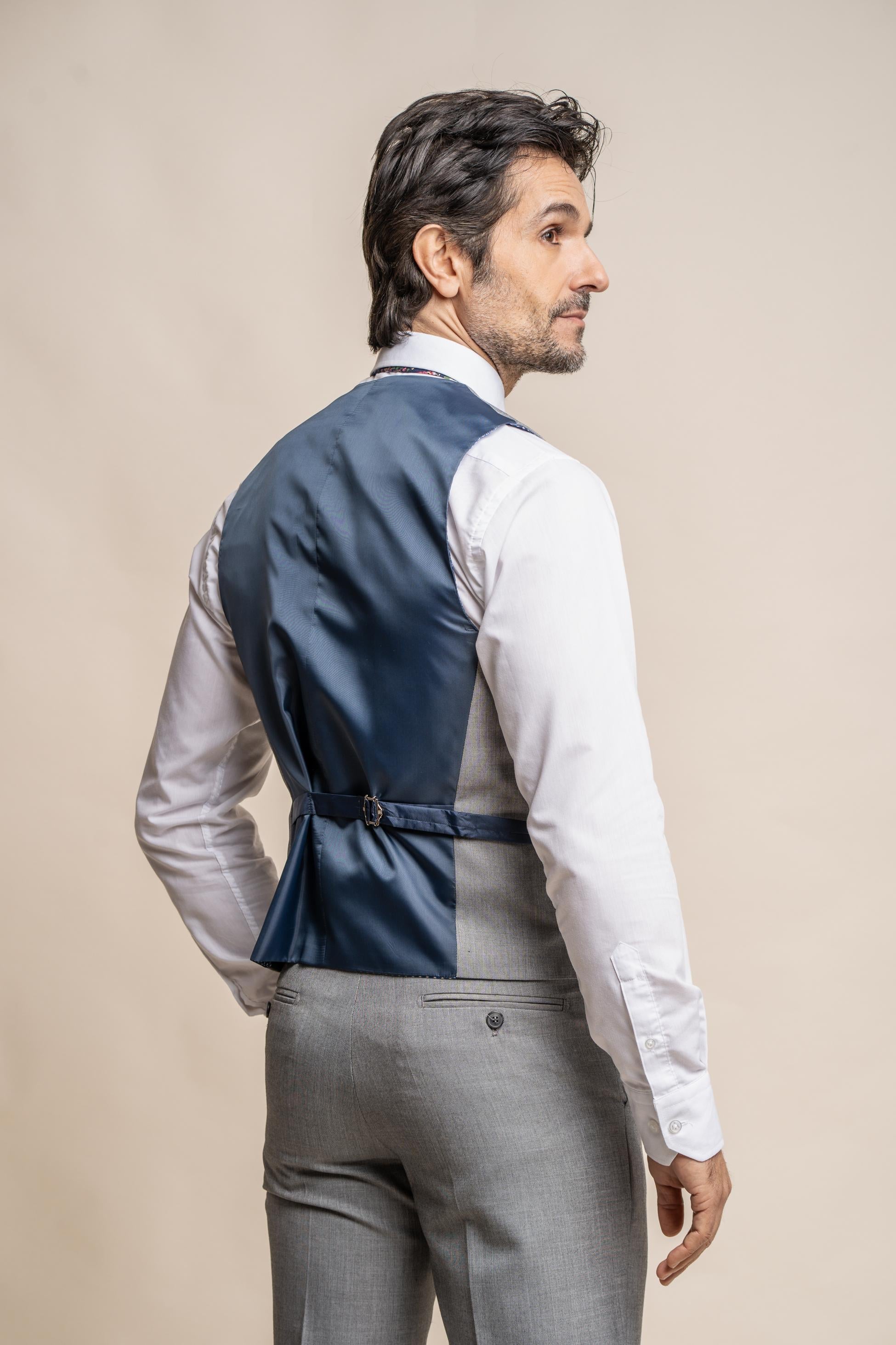 Mens Light Grey Slim Fit Formal Waistcoat REEGAN