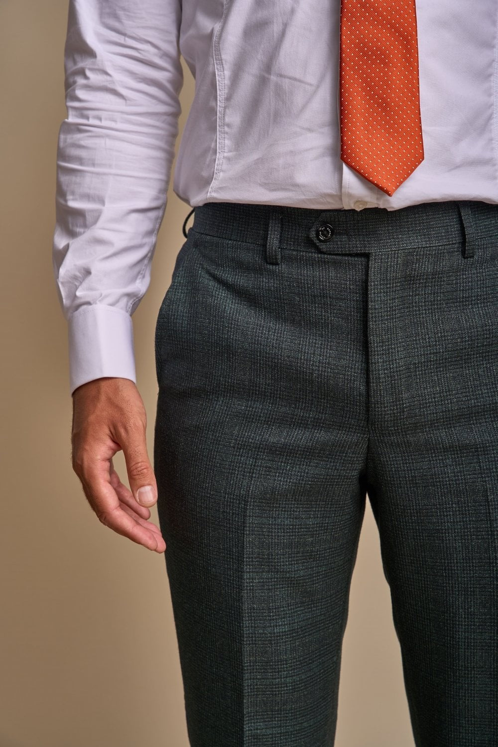 Men's Caridi Olive Green Glen Check 2-Piece Double-Breasted Suit