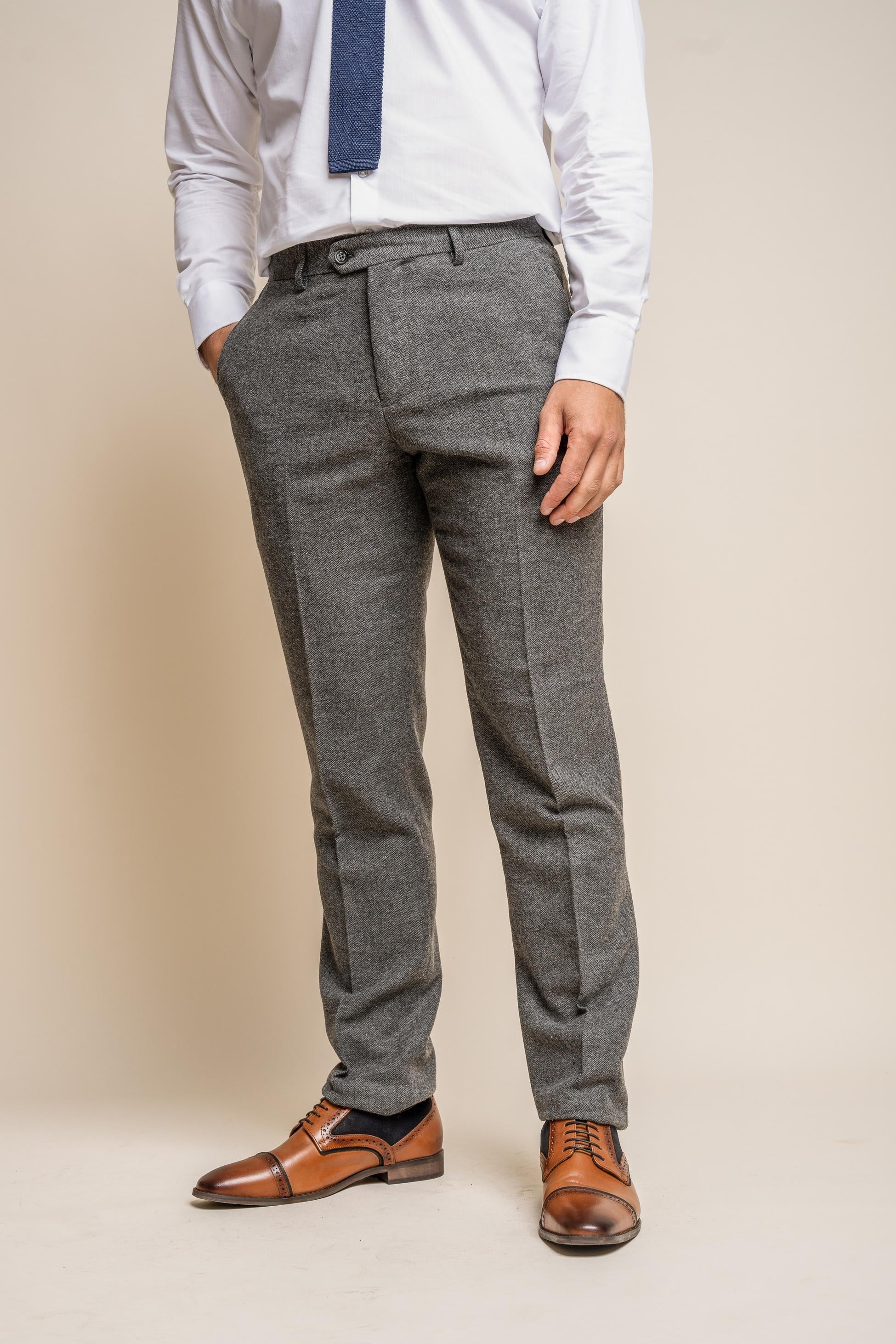 Men's Martez-Radika Herringbone Suit with Double-Breasted Waistcoat Set