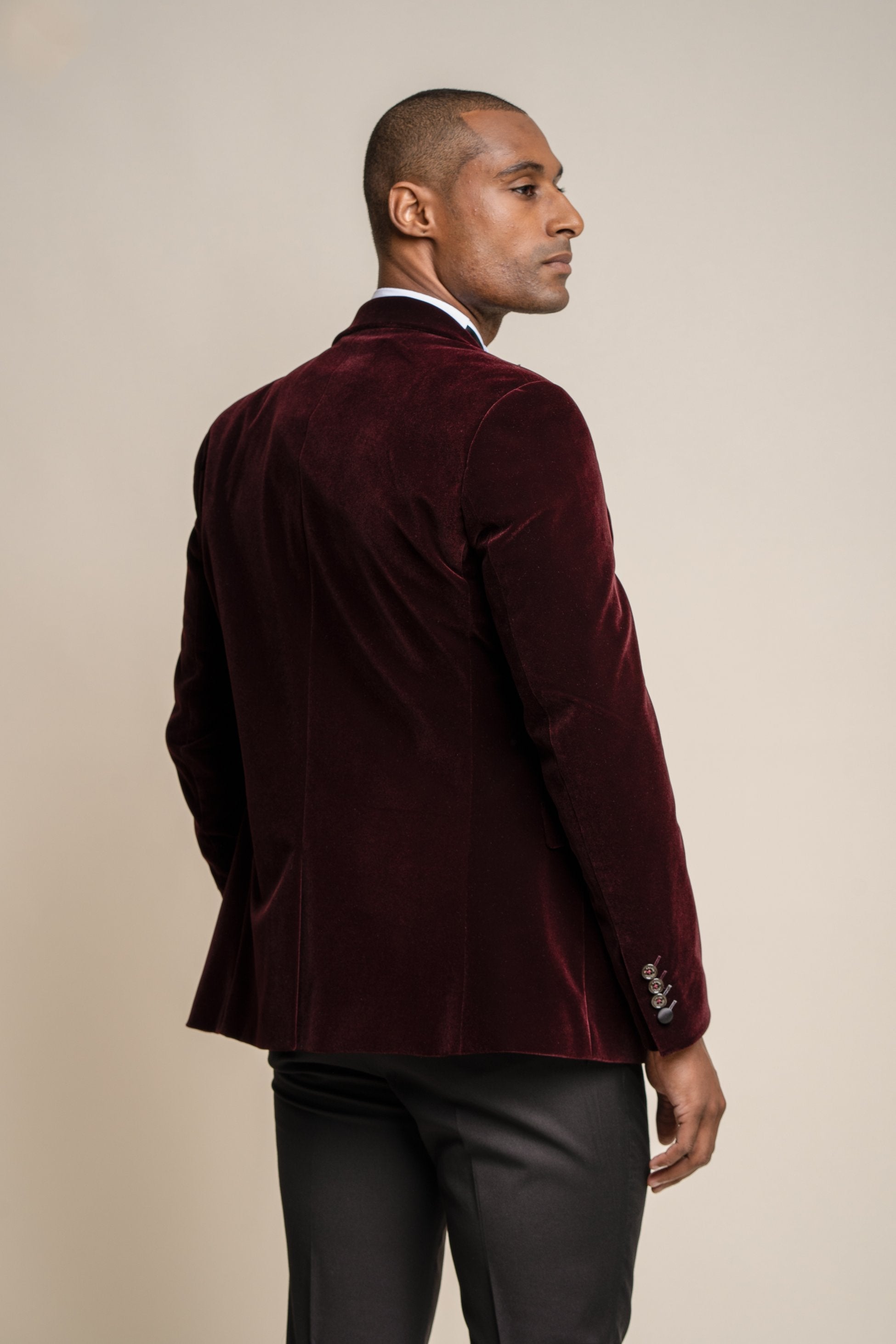 Mens Wine Slim Fit Velvet Tuxedo Blazer ROSA