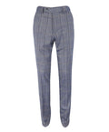 Men's Slim Fit Tweed Check Trousers- Connall Blue - Blue