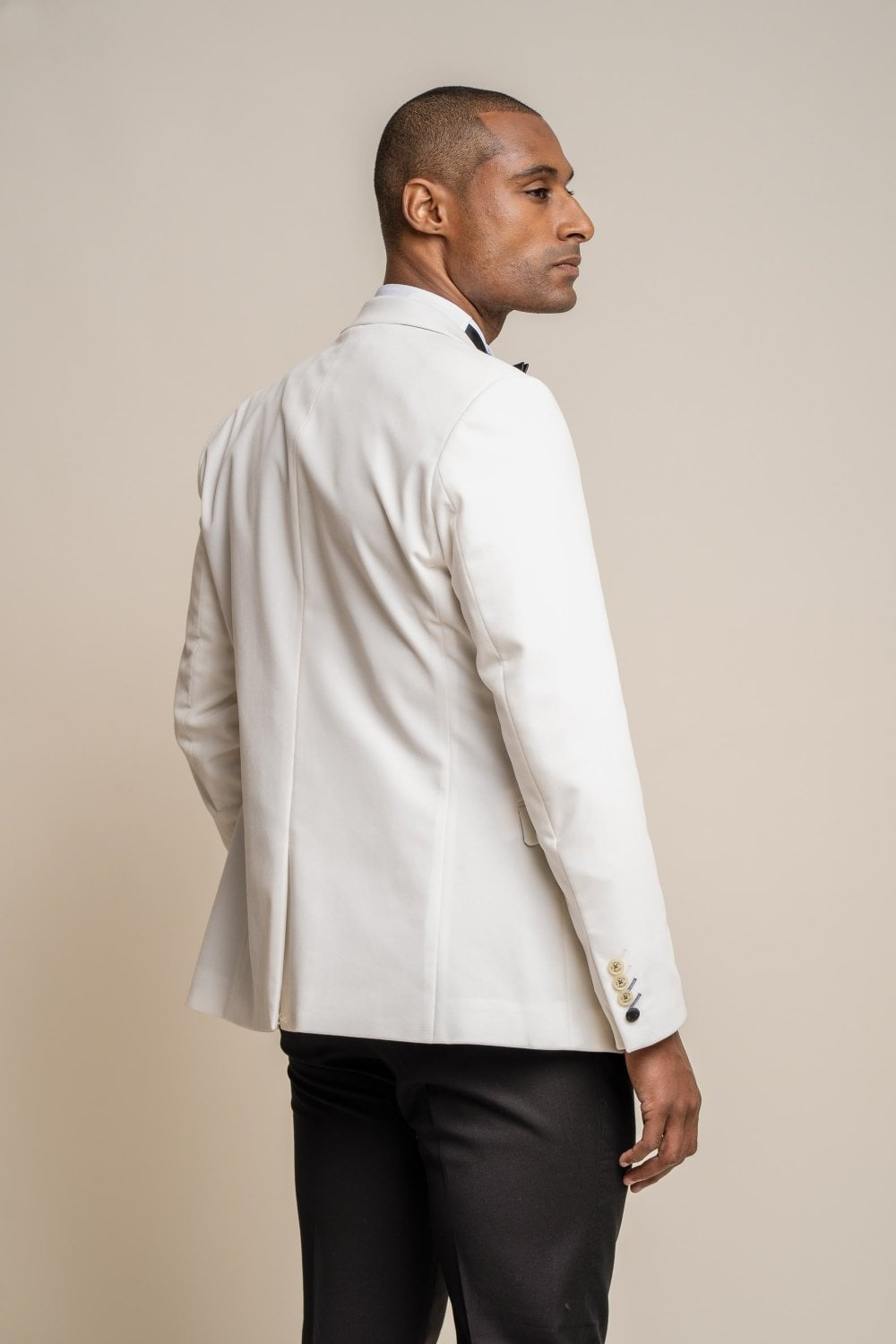 Mens Ecru Slim Fit Velvet Tuxedo Blazer ROSA