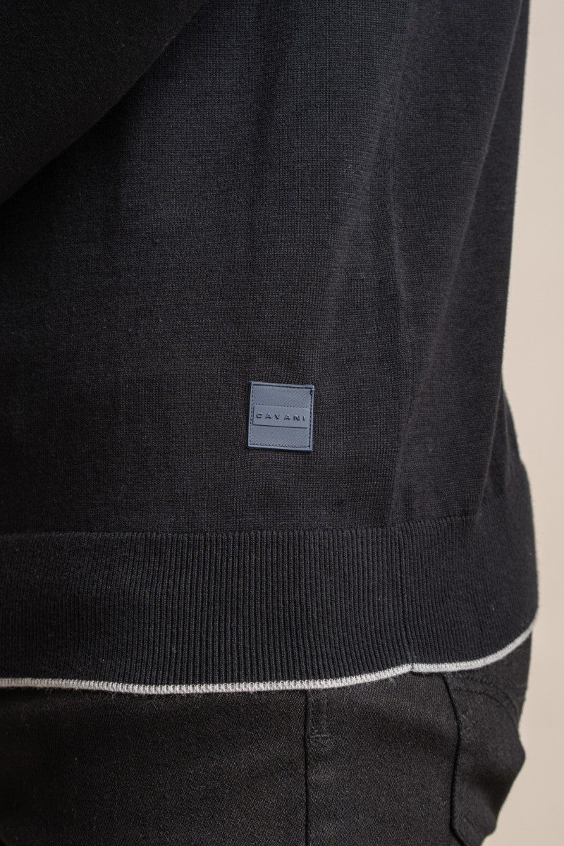 Mens Black Cotton Turtle Neck Jumper NEW RIO