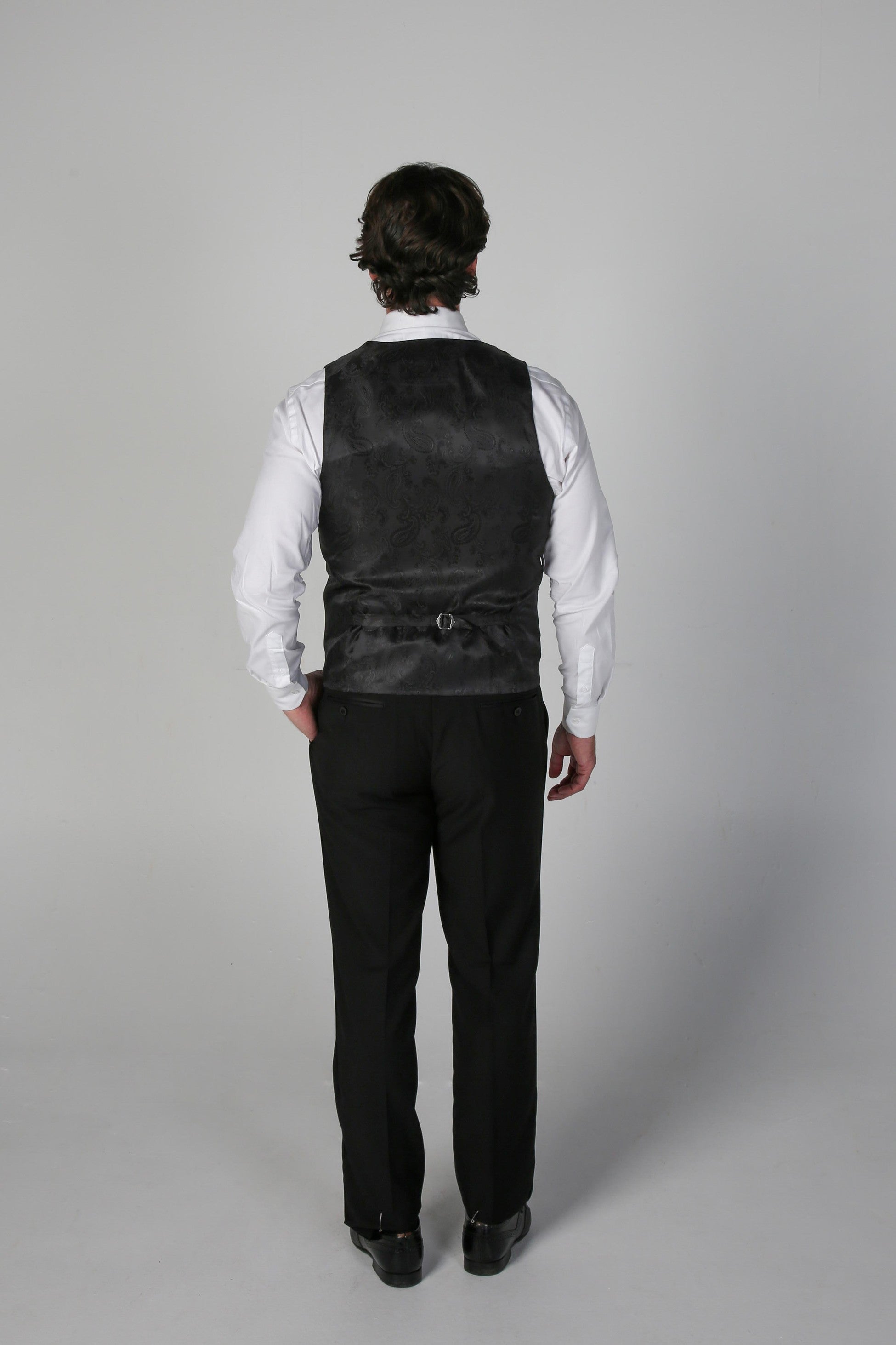 Mens Black Double Breasted Tuxedo Suit Waistcoat FORD