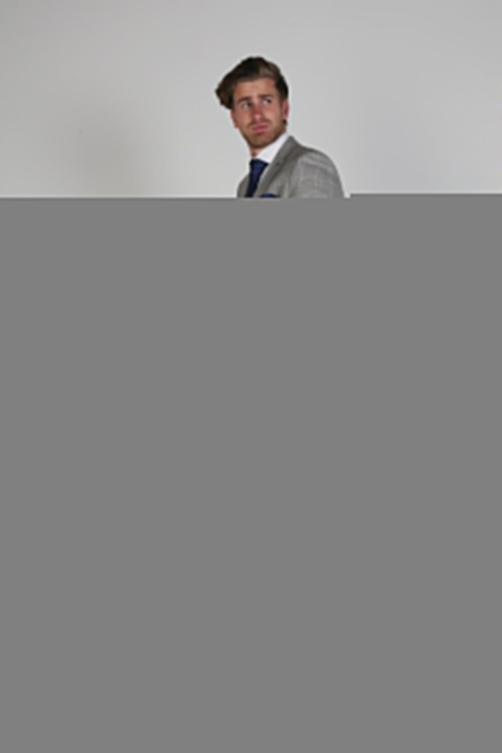 Men's Windowpane Tweed Check Suit Jacket - HUGO - Grey