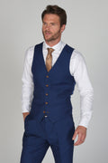 Mens blue tailored fit single breasted waistcoat Mayfair