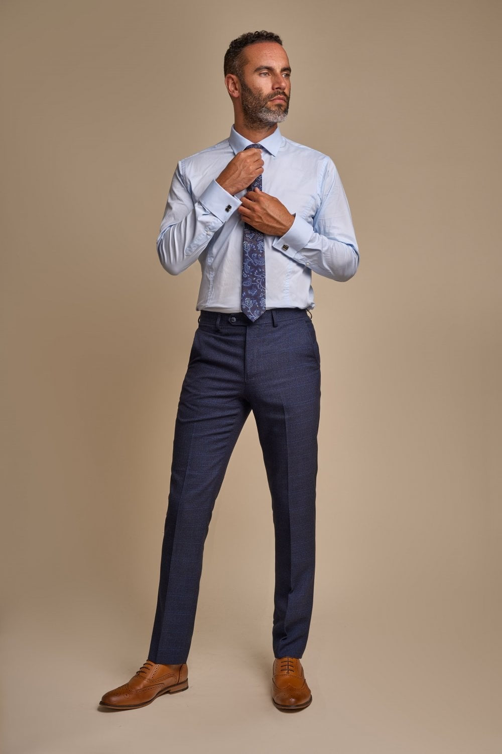Men's Caridi Navy Blue Glen Check 2-Piece Double-Breasted Suit