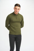 Men’s wool-blend knit polo shirt, slim fit, soft touch