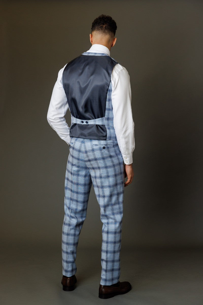 Men's Blake Powder Blue Windowpane Check Slim Fit Suit