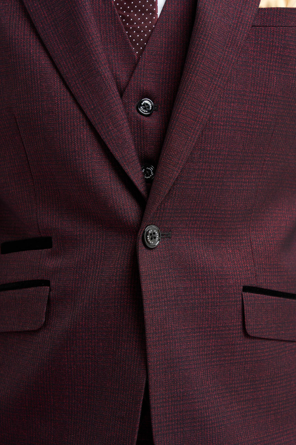 3-Piece Slim Suit for Boys – Wine