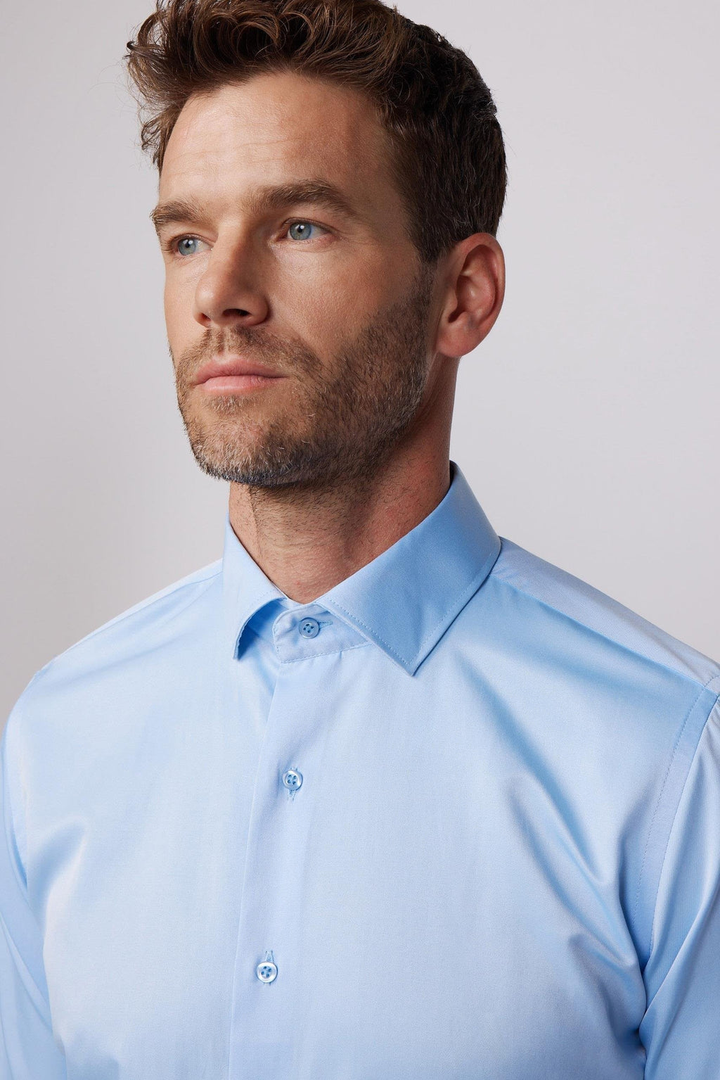 Mens Dimi Dotti Light Blue Cotton Blend Slim Fit Dress Shirt