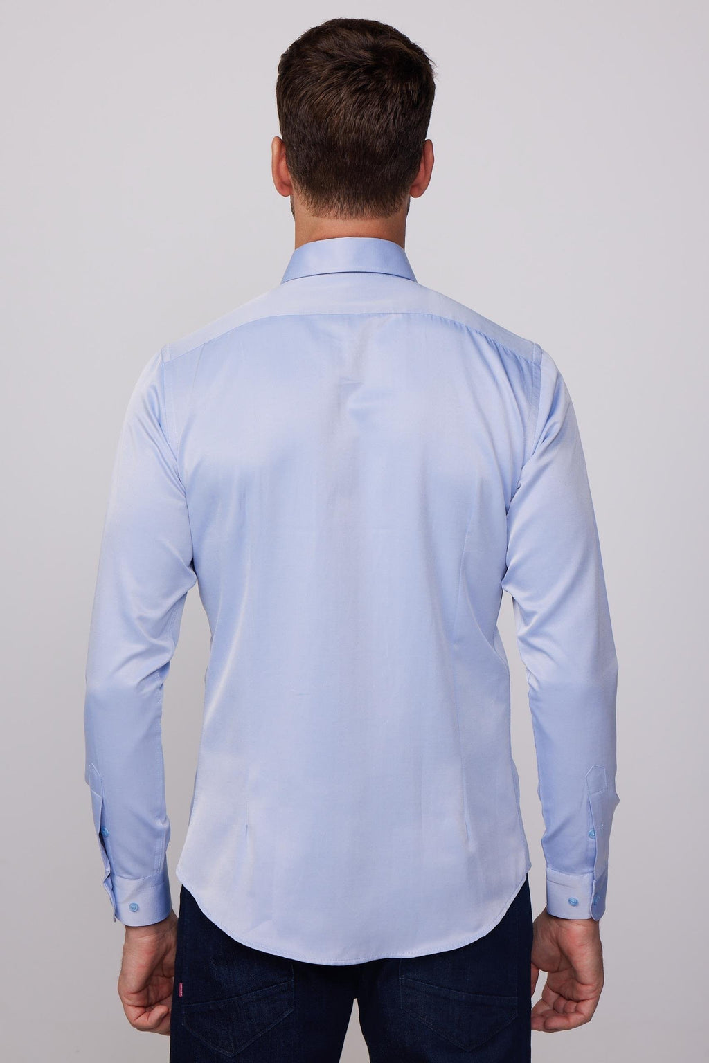 Mens Dimi Dotti Indigo Blue Cotton Blend Slim Fit Dress Shirt