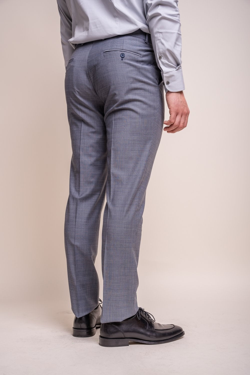 Men's Wool Blend Slim Fit Trousers - BOND - Puppytooth Grey
