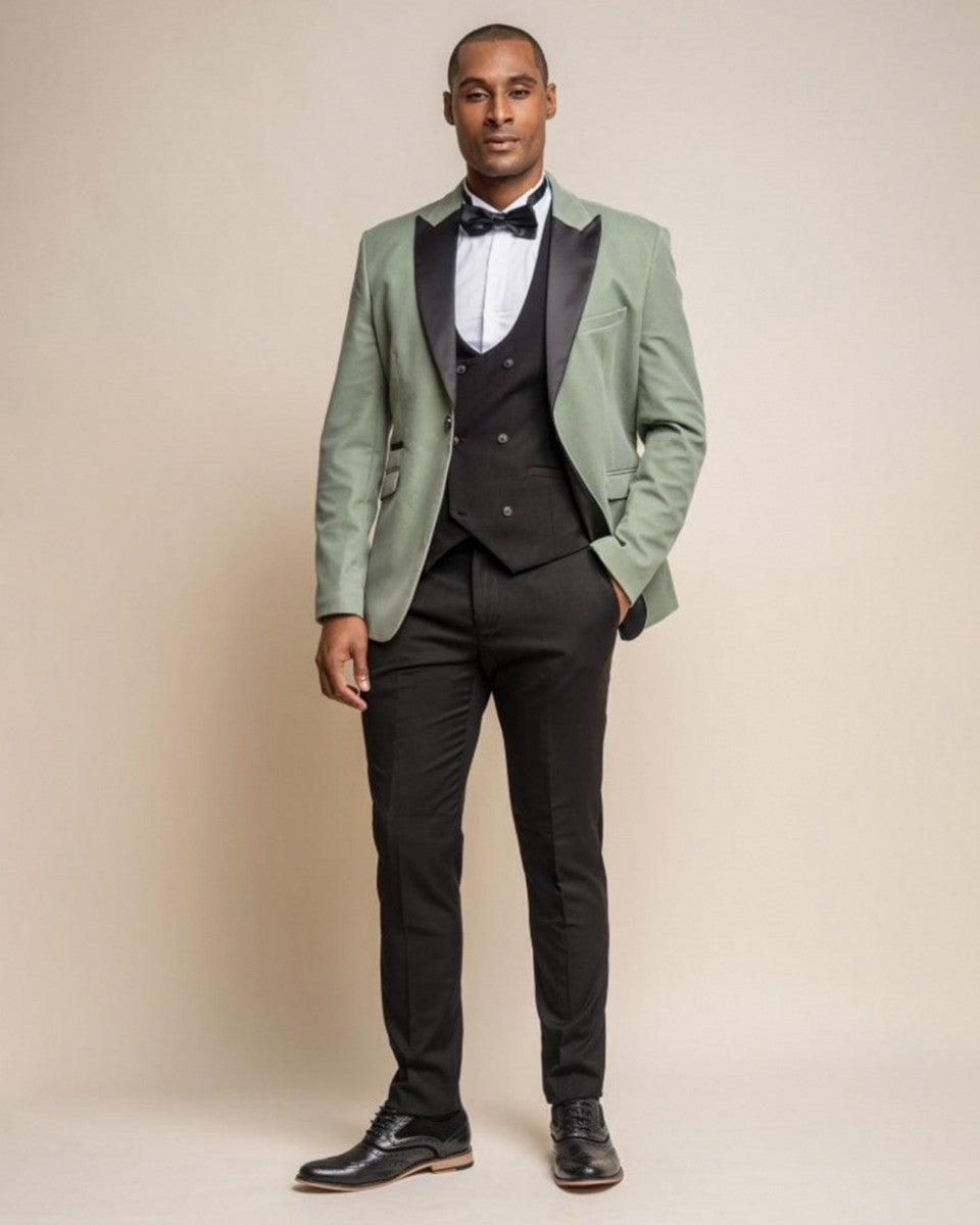 Mens Jade Green Slim Fit Velvet Tuxedo Blazer ROSA