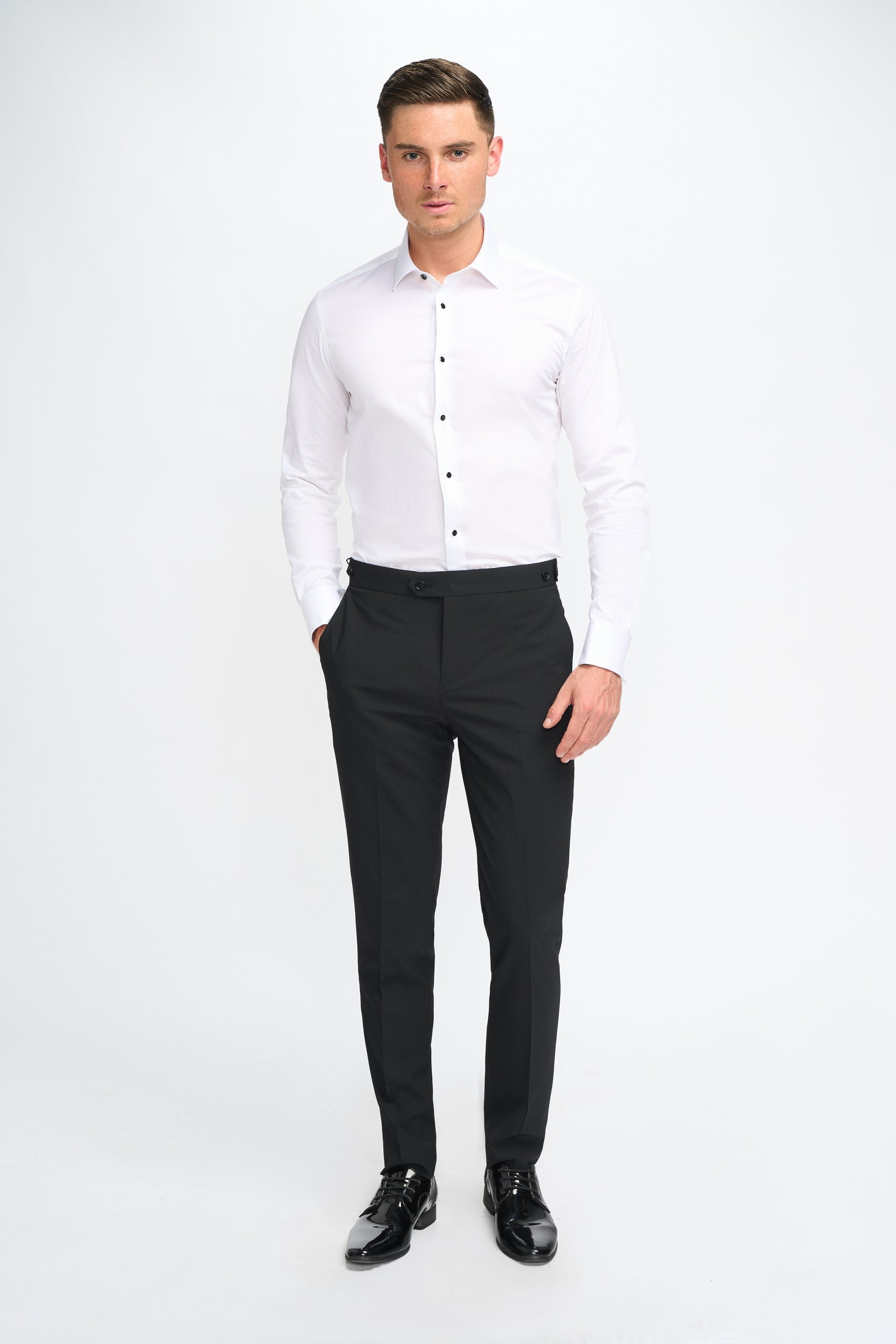 Mens Havana White Classic Collar Cotton Cufflink Shirt