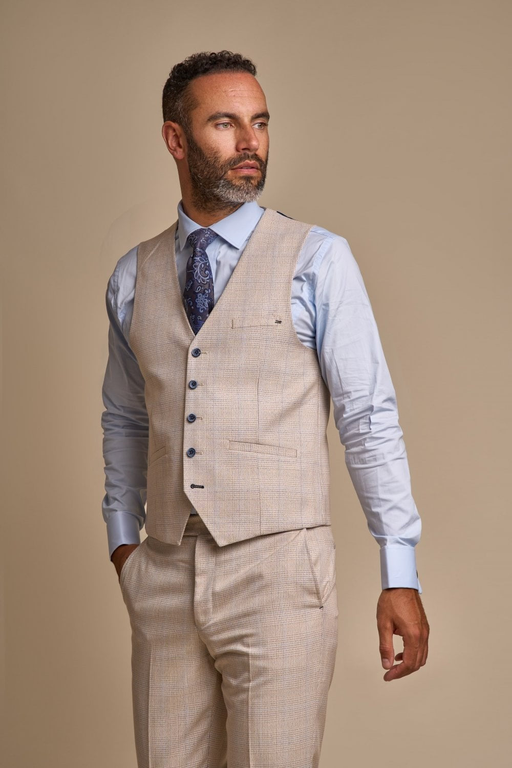 3-Piece Beige Suit for Men – Beige