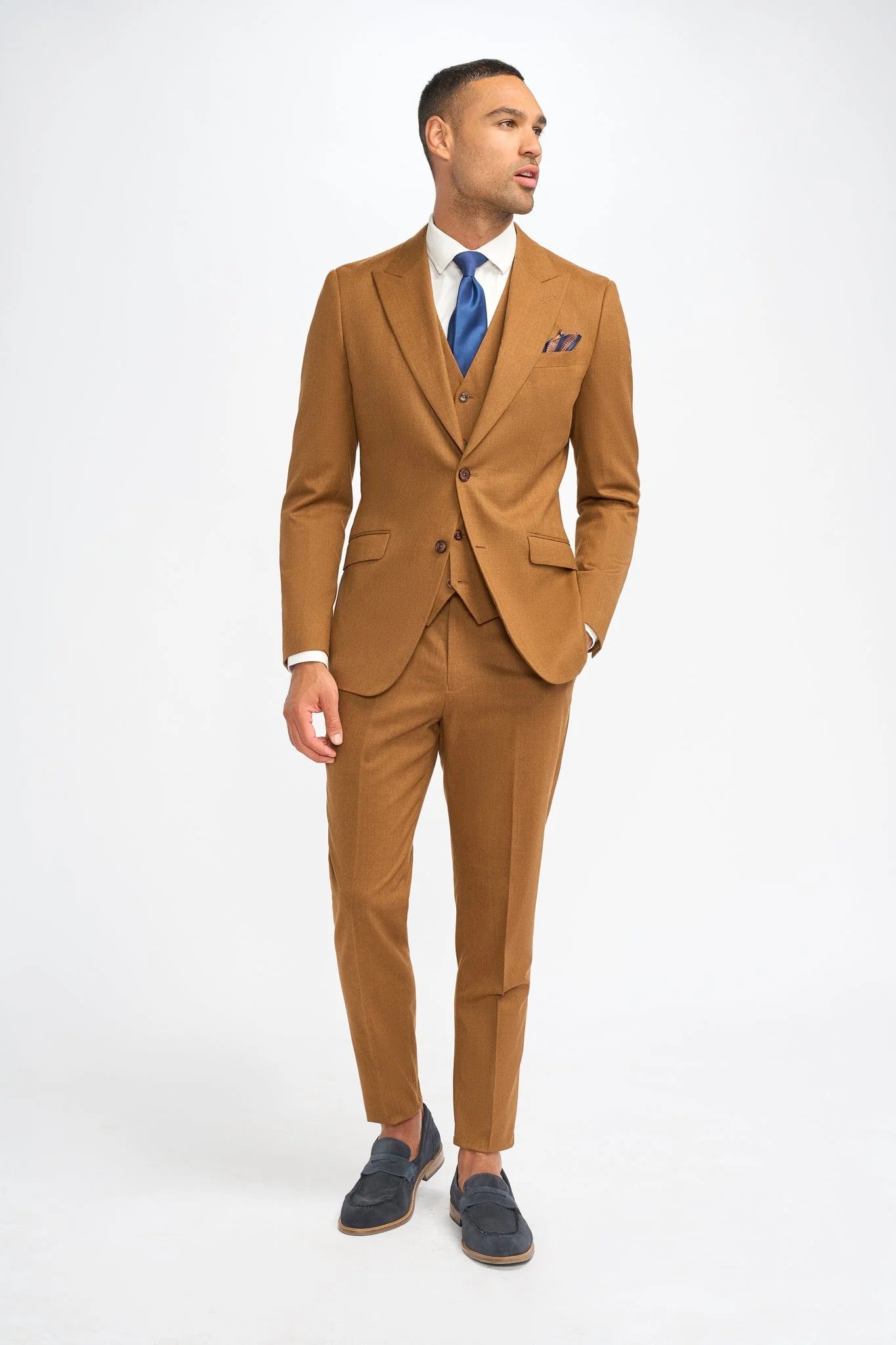 James Sierra Men's 3-Piece Wool Slim Fit Formal Suit