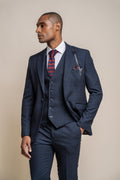 Glen check tweed 3-piece suit on male model, sold separately