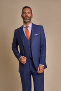 men’s slim fit 3-piece navy blue wedding business suit
