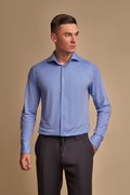Men’s blue slim fit stripe shirt fine line classic