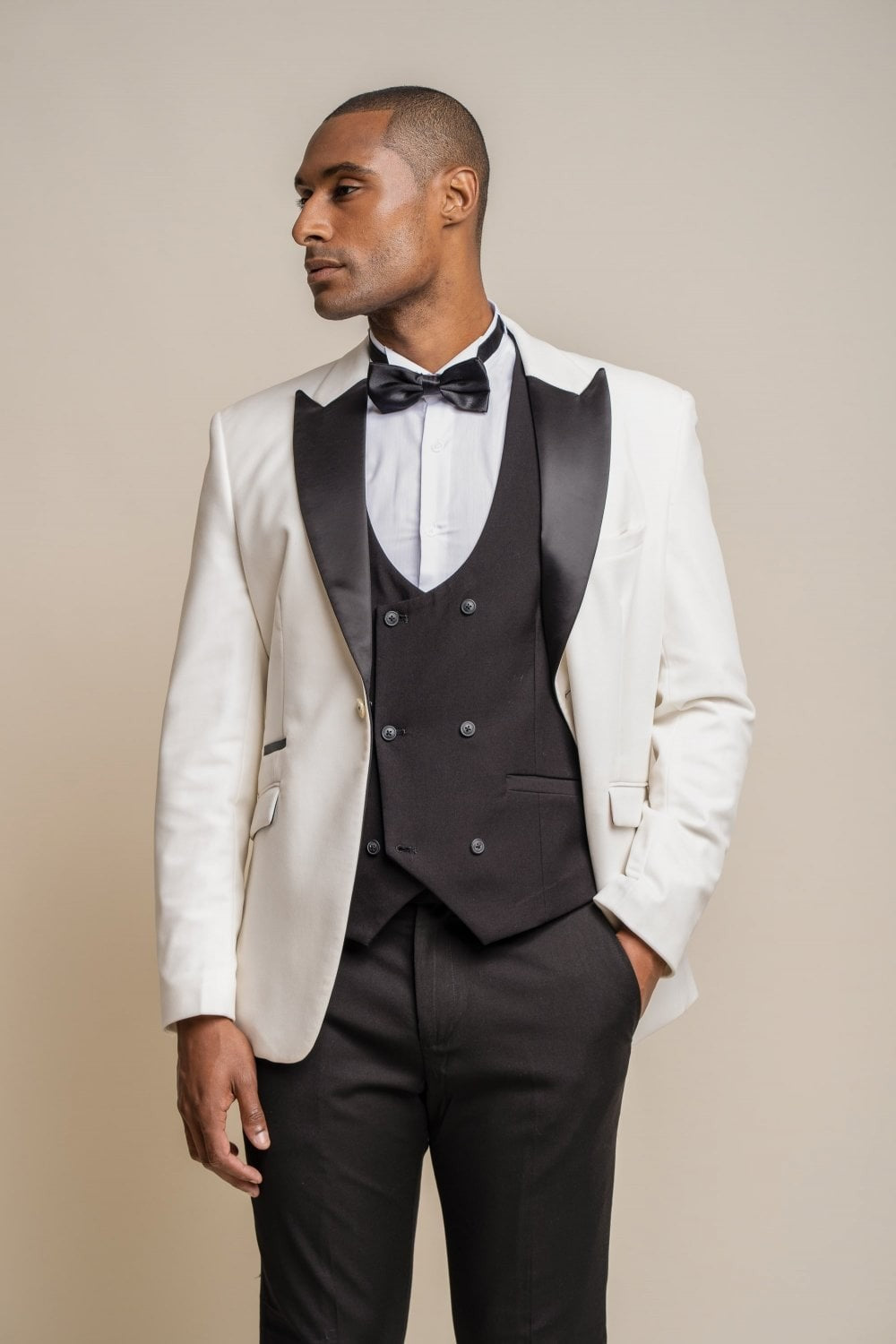 Mens Ecru Slim Fit Velvet Tuxedo Blazer ROSA