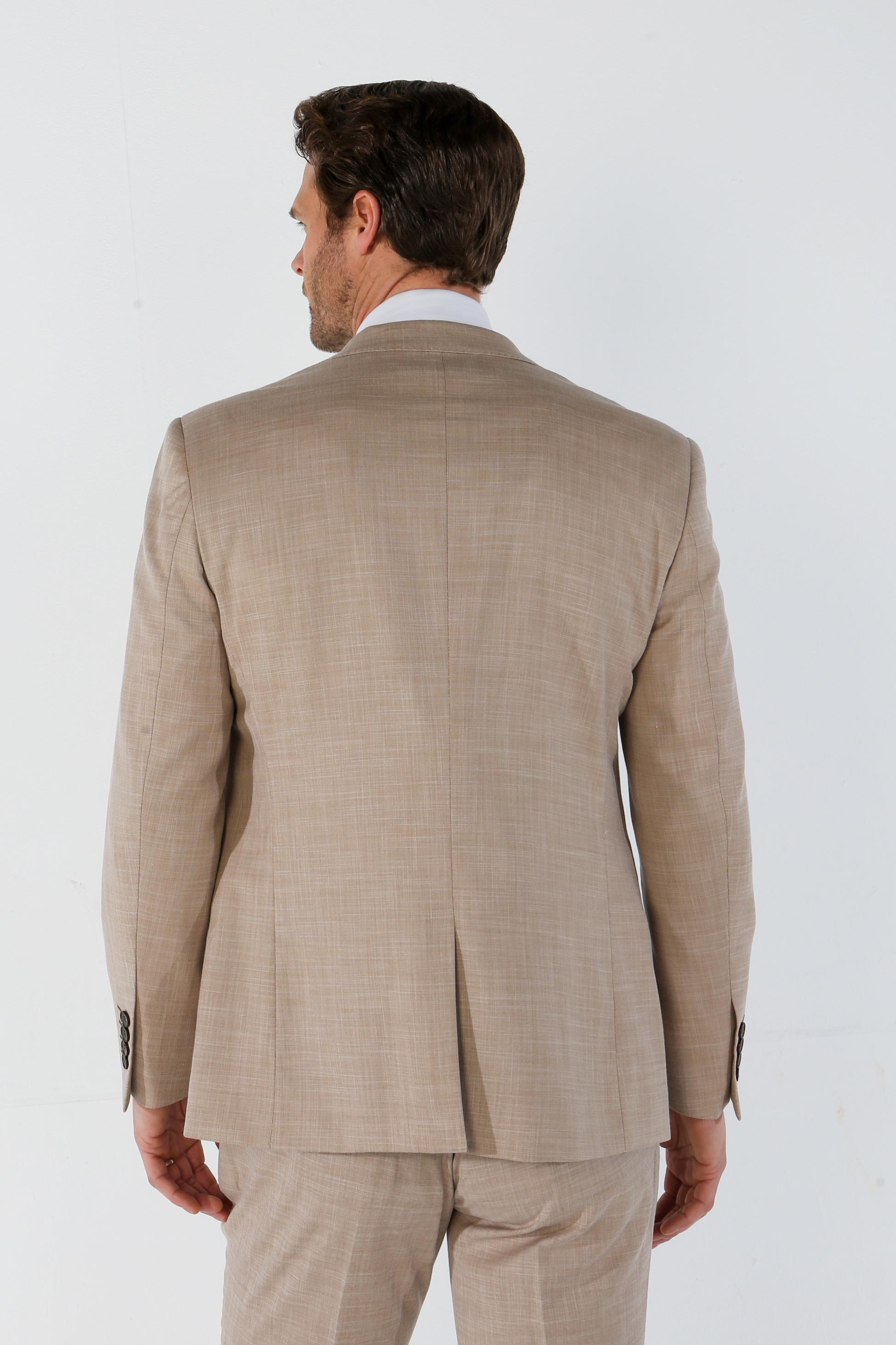 Mens Beige Tailored Fit Suit Jacket KURT