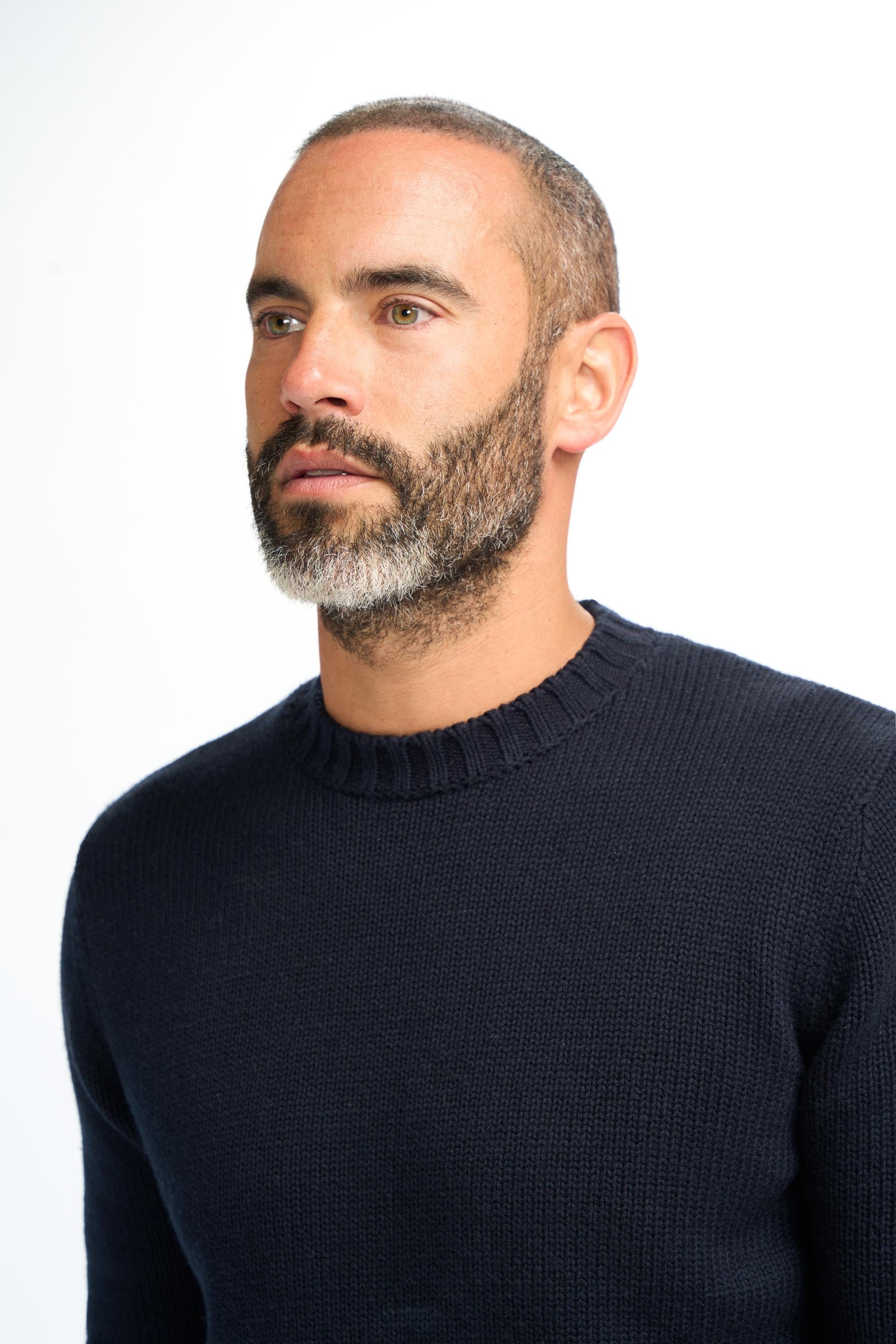 Mens Navy Blue Classic Knit Pullover Jumper FARREL