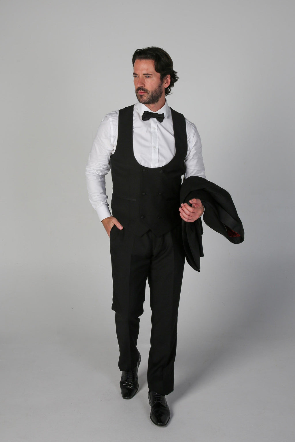 Mens Black Double Breasted Tuxedo Suit Waistcoat FORD