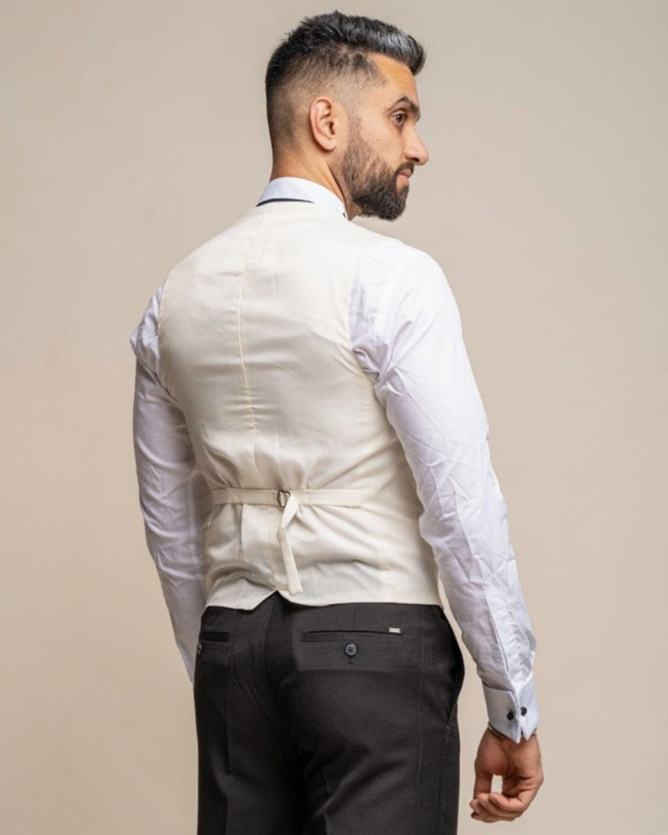 Mens Cream Slim Fit Double Breasted Waistcoat MARCO