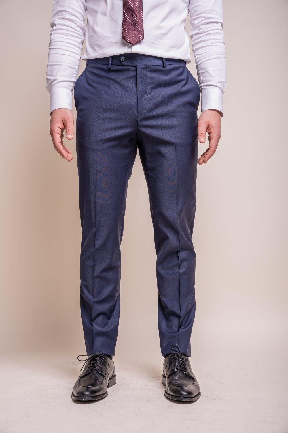 Men's Wool Blend Slim Fit Trousers - BOND - Navy