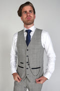 Mens grey tweed check formal waistcoat Hugo