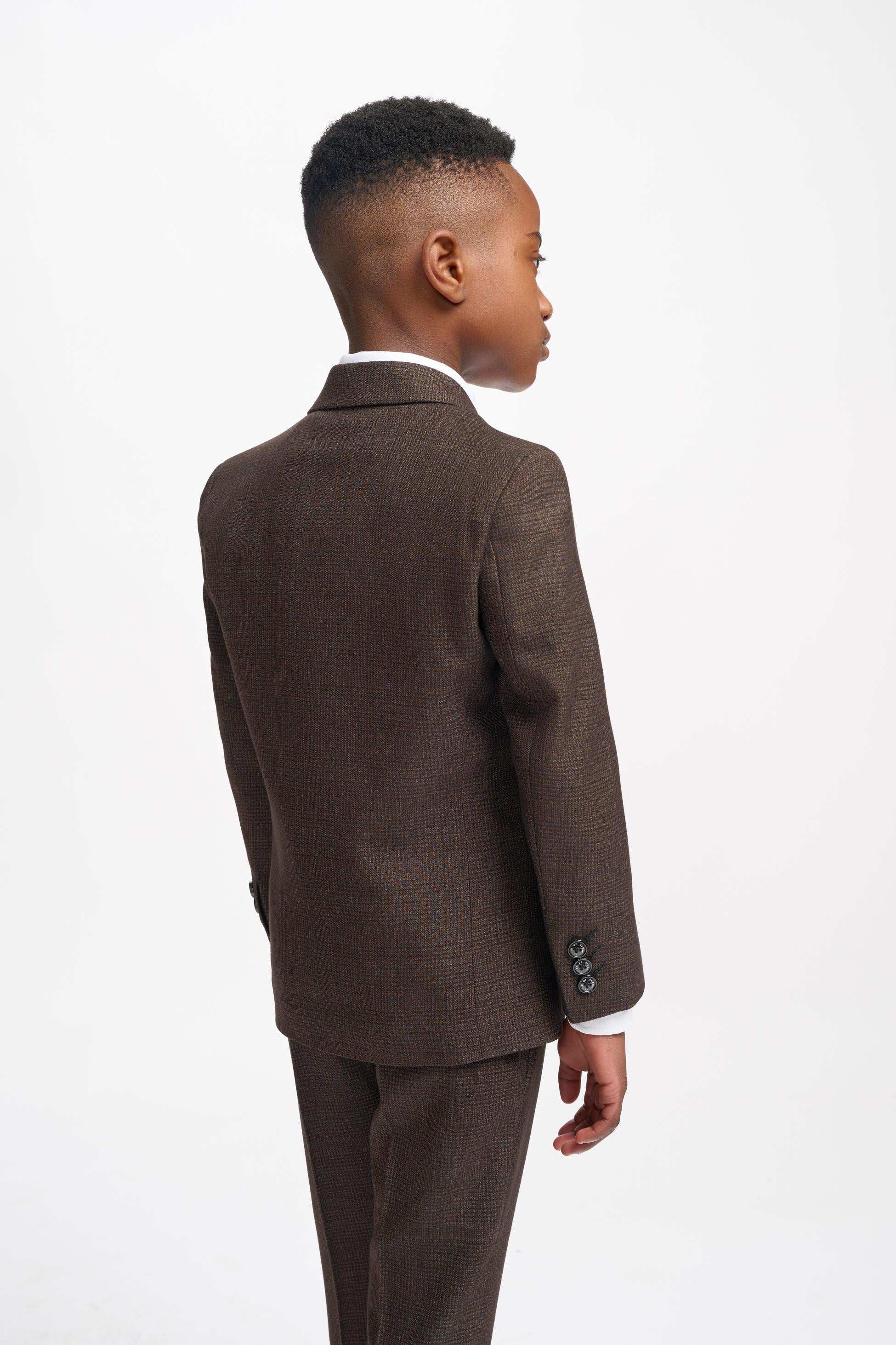 3-Piece Slim Brown Suit for Boys – Brown