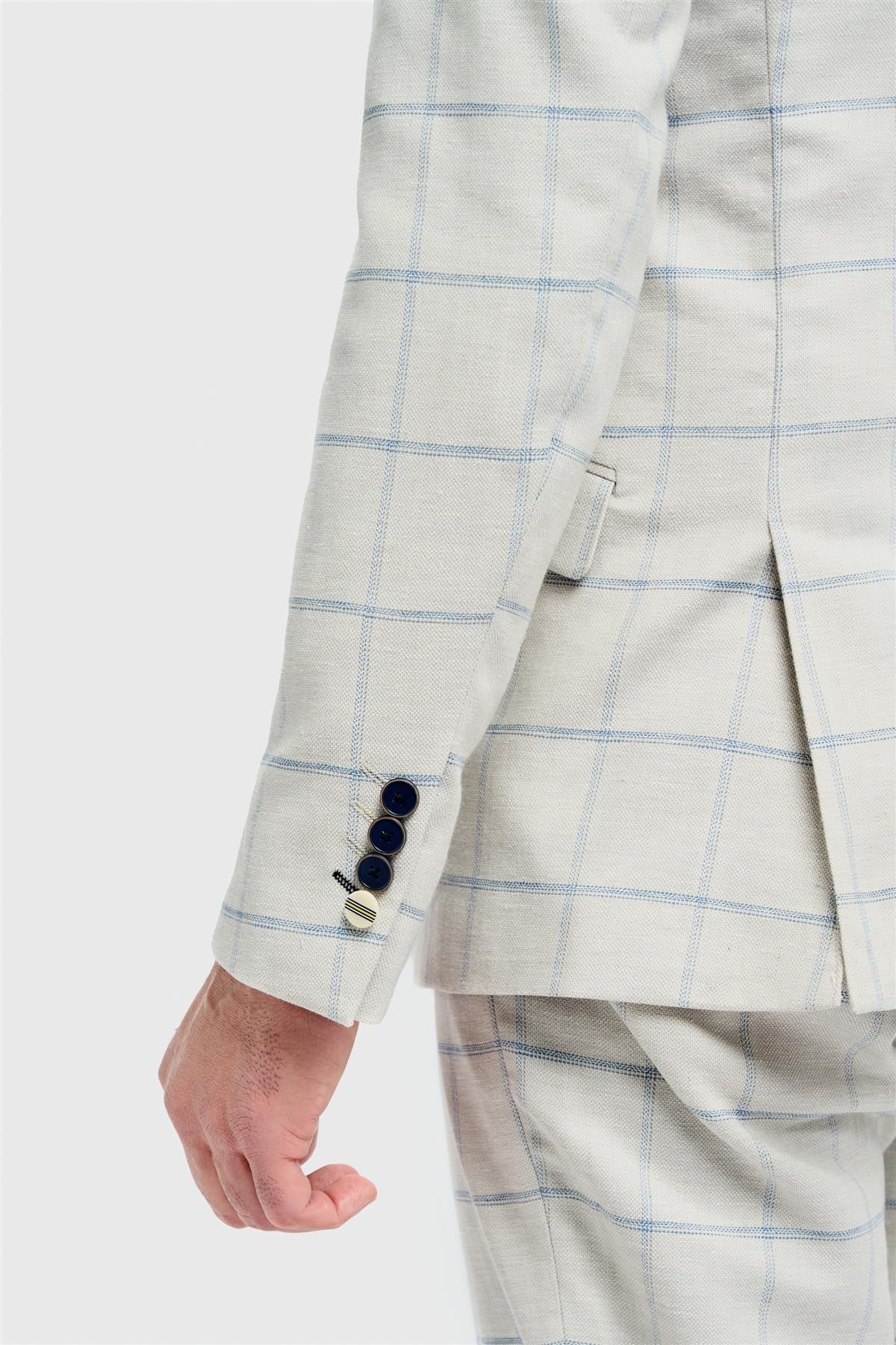 Men's Gabriel 2-Piece Pale Grey Windowpane Check Modern Suit