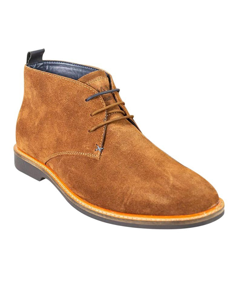 Men's brown and mustard suede chukka boots, SAHARA.