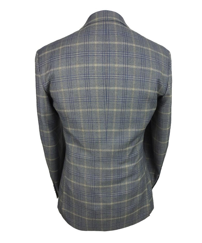 KENNETH Men’s Tailored Fit Retro Check Suit - Grey/Gold
