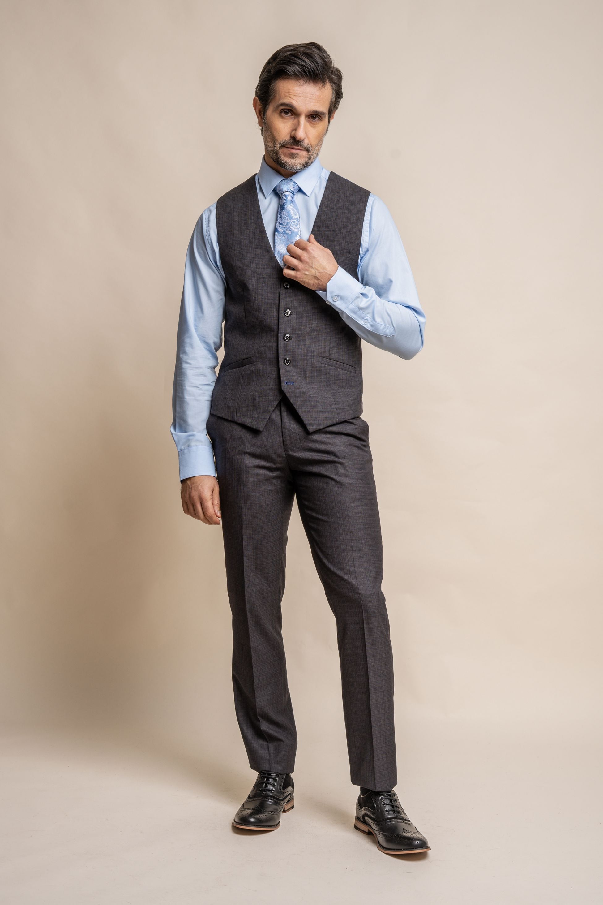 SEEBA Dark Grey Graphite Men's Slim Fit Formal Suit