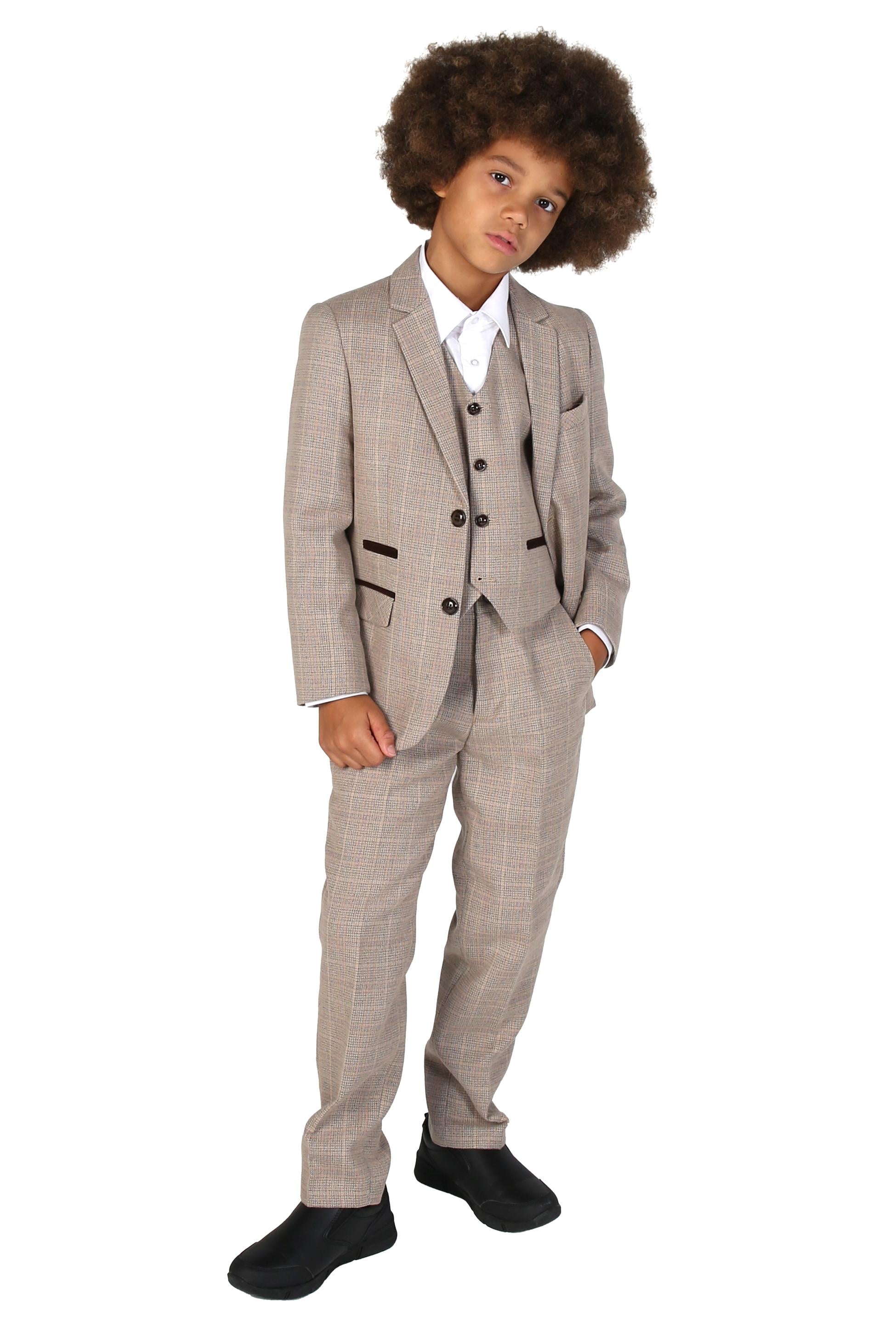 Tailored Beige Suit for Boys – Brown