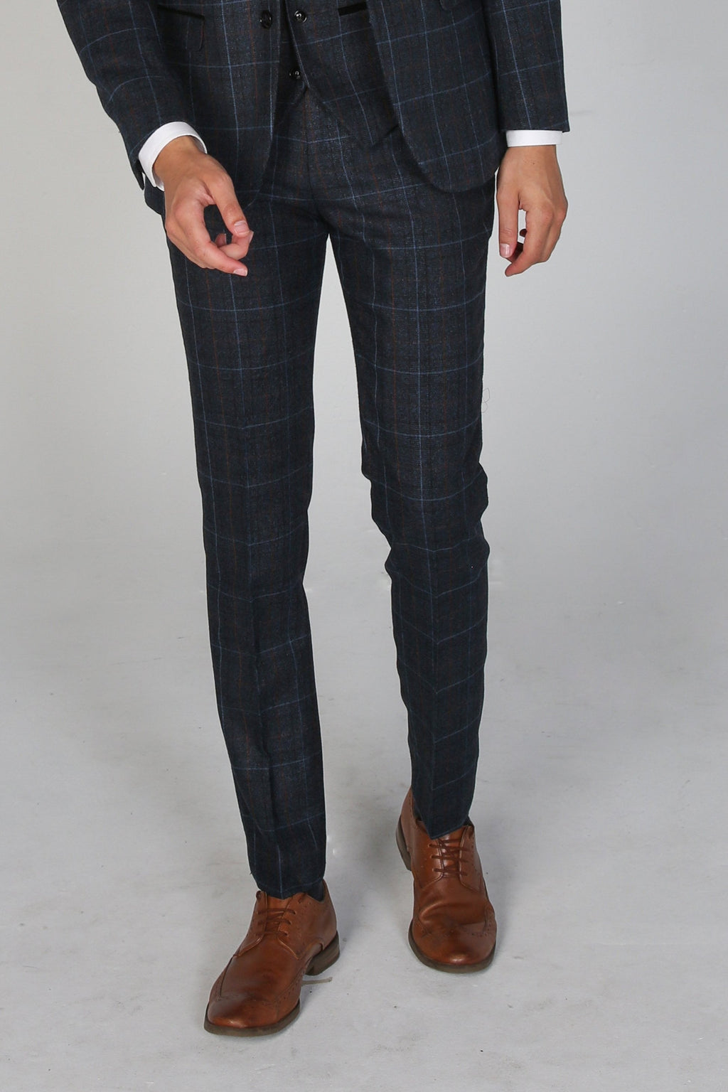 Men's Harvey Ocean Navy Windowpane Tailored Professional Suit