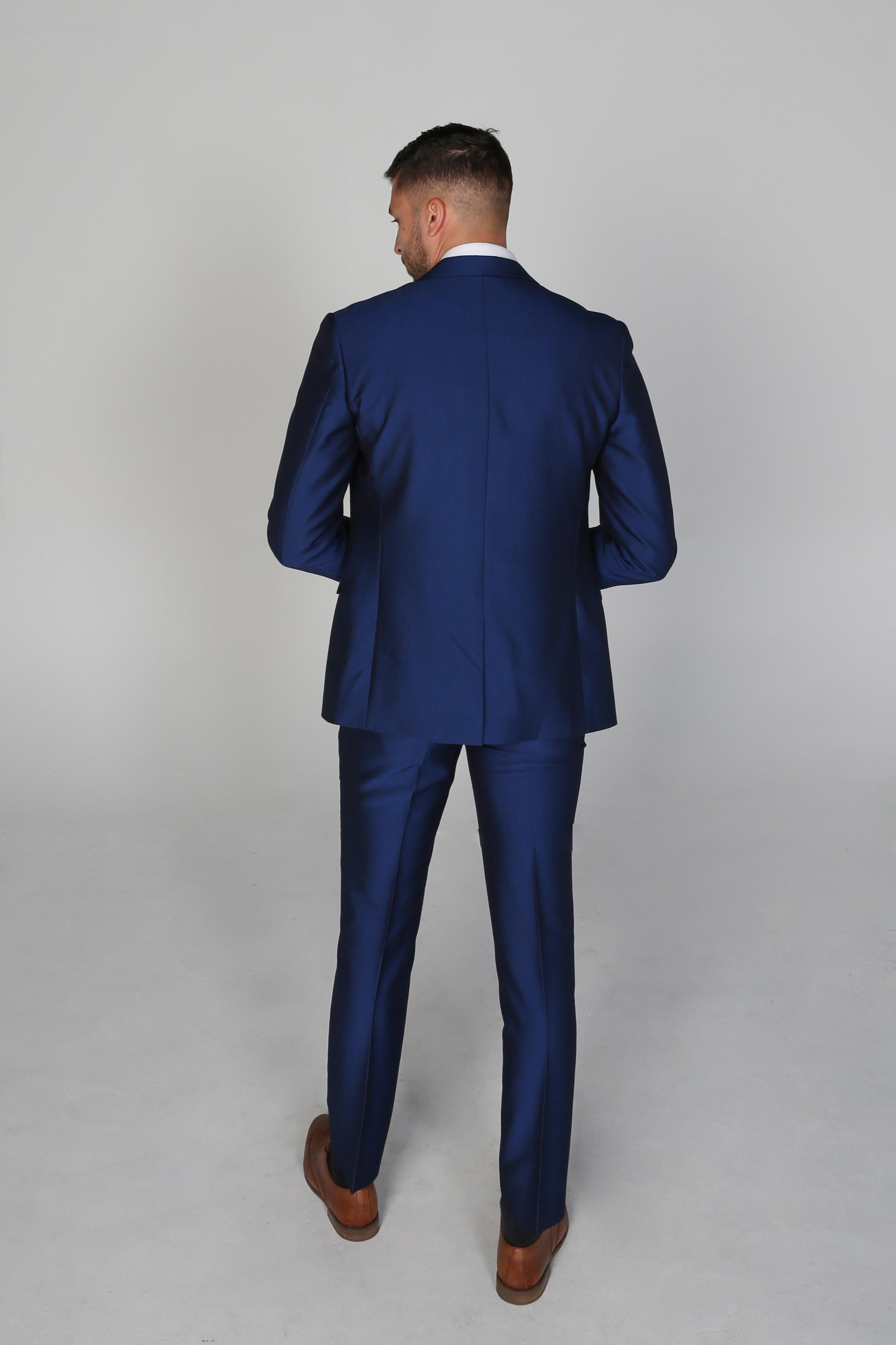 KINGSLEY Men’s Tailored Fit Royal Blue Sheen Suit