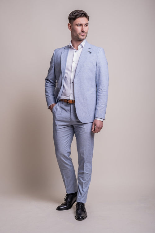 FREDRIK Blue Men's Slim Fit Textured Suit